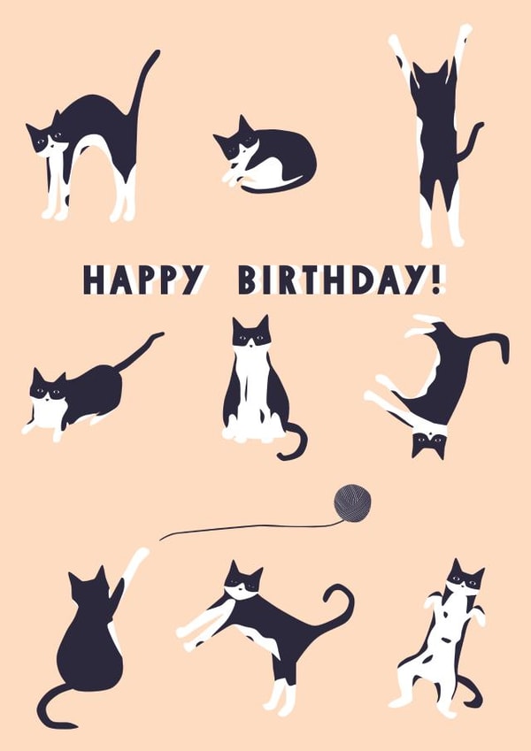 cat cute Birthday Card 19277 created by Eleanor Beetle