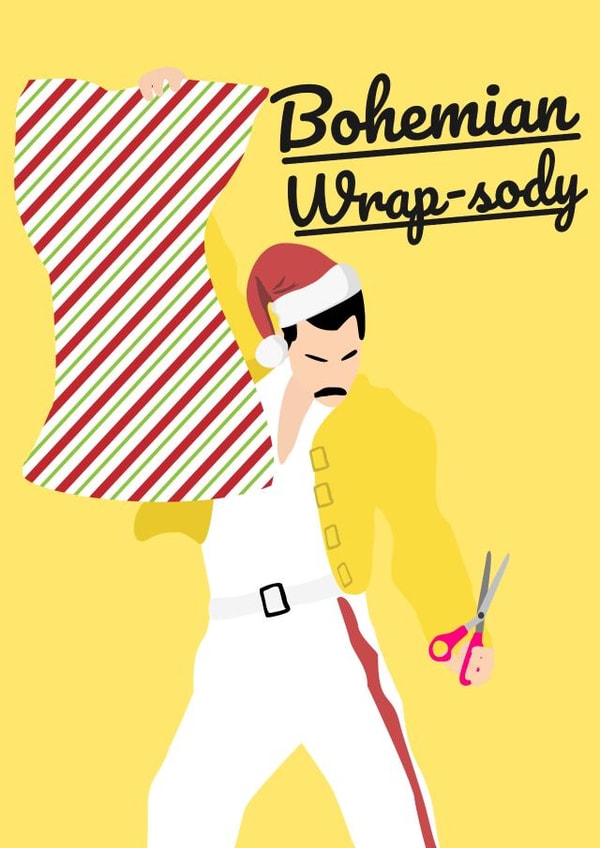 Bohemian Wrap-Sody - Funny - Pun - Joke - Bohemian Rhapsody - Christmas Wrapping - Christmas Card created by PopDogShop