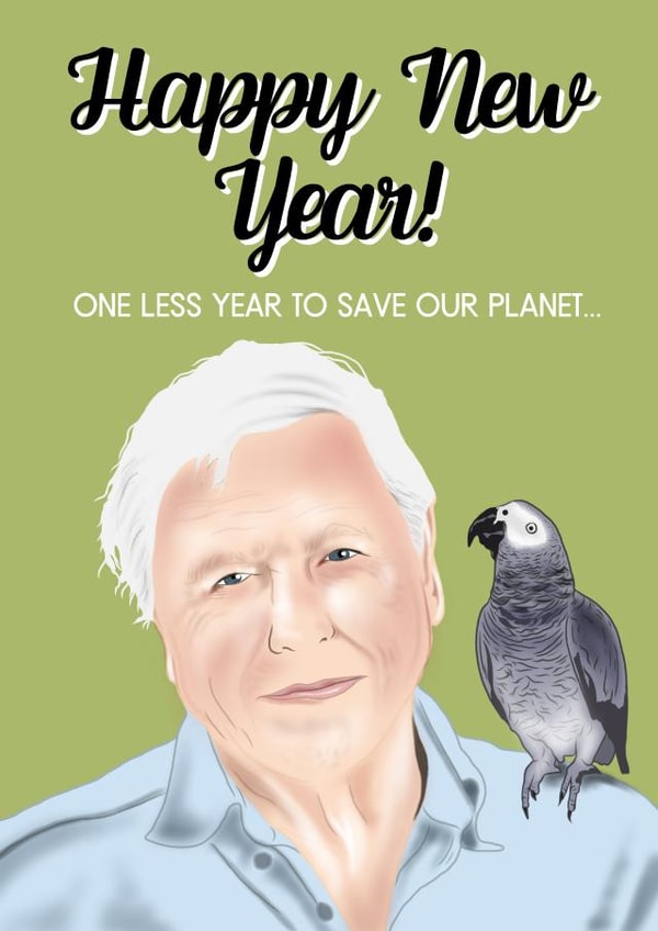 David Attenborough Vegan  New Year Card 10428 created by Keepseyshop
