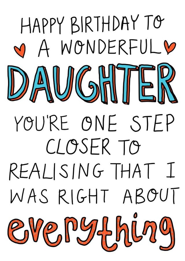 I was right Daughter Birthday card created by Rosie Johnson Illustrates