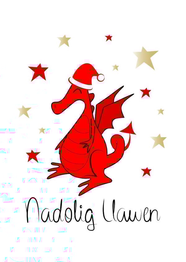 Nadolig Llawen Welsh dragon Christmas card created by Leah Roberts
