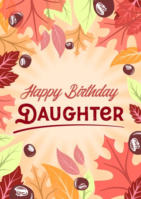 Autumnal Daughter Birthday Card created by olliebrownillustration