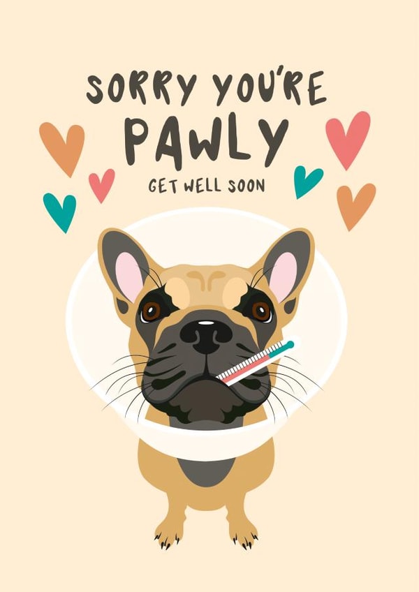 French Bulldog Dog Themed Get Well Card created by Diva Doodle Designs