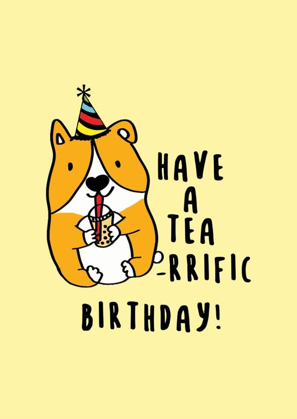 Corgi Bubble tea Birthday Card 20536 created by Dhanna