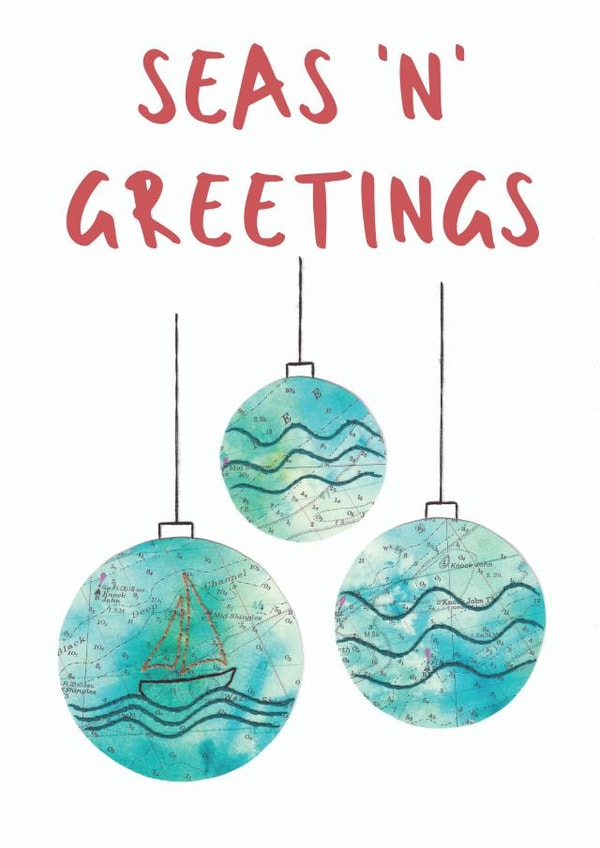 Seasons Greetings Baubles Nautical Christmas Card created by NaviStitch