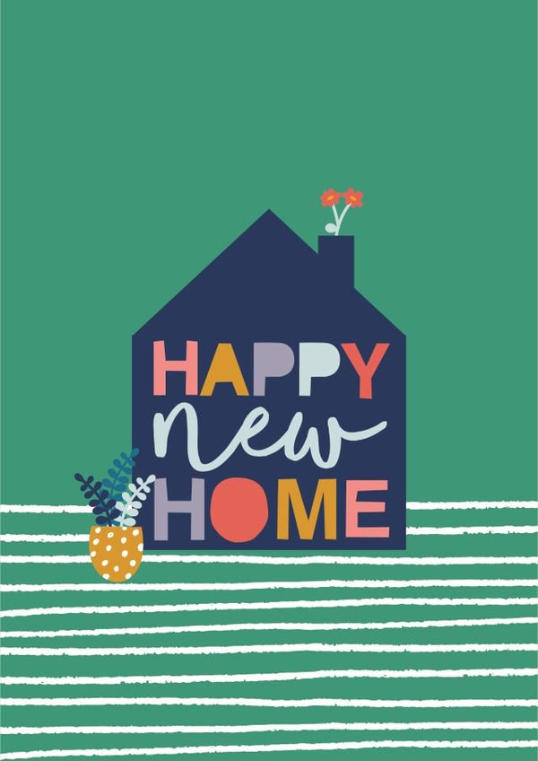 Pretty Contemporary New Home Card - House - Plants - Happy New Home created by Hannah Rogers