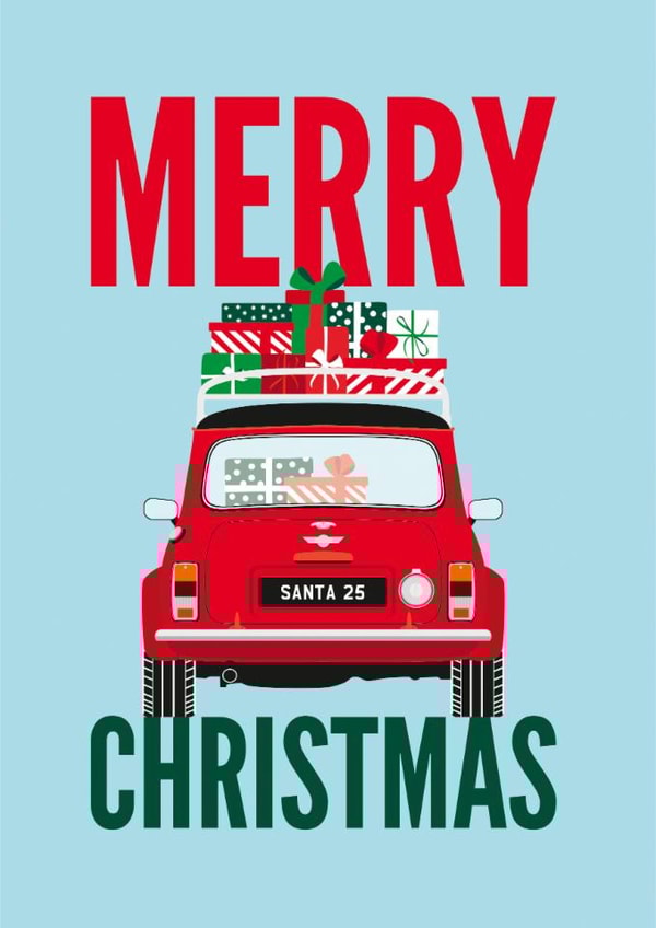 Classic Mini Cooper Christmas Card created by Diva Doodle Designs