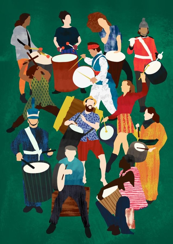Twelve Drummers Drumming twelve days of christmas Just Because Card 16045 created by Charlie Best