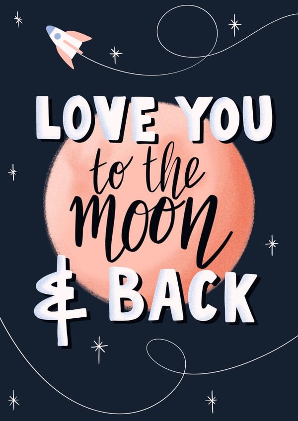 Cute Anniversary Card / Valentines Day Card - Space - Love You To The Moon And Back created by Lucy Maggie Designs