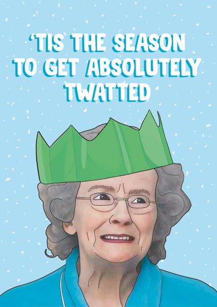 Tongue In Peach Witzige Weihnachtskarte – „Tis The Season To Get Twatted“, A5, Matt, Mit Umschlag