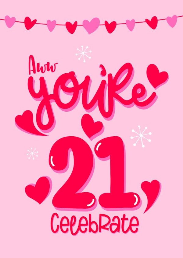 21st typography Birthday Card 18817 created by Little Cat Creates