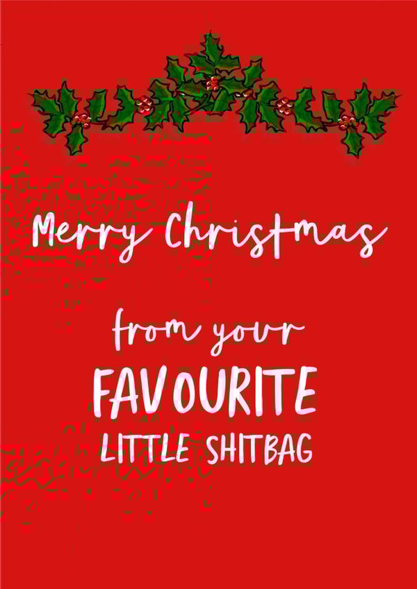 shitbag favourite shitbag Christmas Card 7222 created by Giddy Kipper