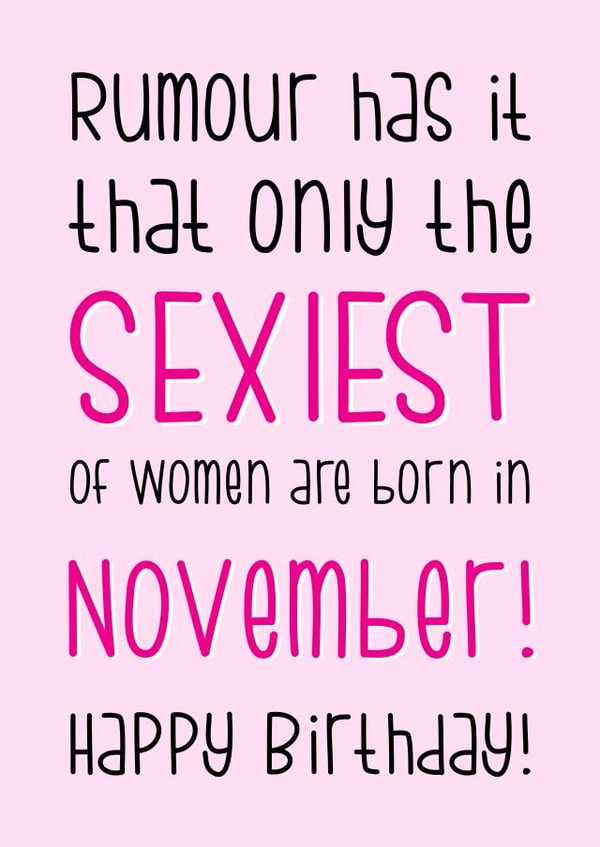 Girlfrined November Birthday Card created by The Laughing Sloth