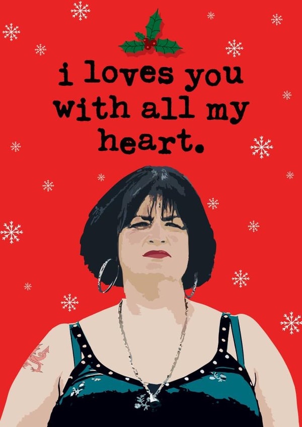 Nessa loves you with all her heart Christmas card created by Mrs Best Paper Co.