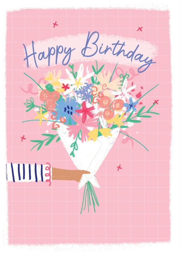 Pretty Birthday Card - Colourful - Bouquet of Flowers created by Little Mono
