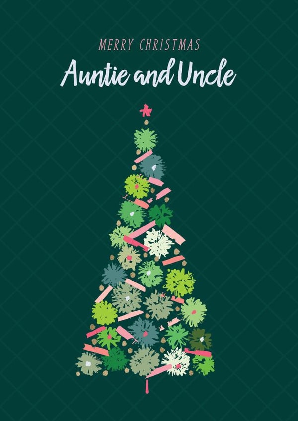 Traditional - Pretty - Contemporary - Festive - Christmas Tree - Auntie and Uncle - Christmas Card created by Rebecca Prinn