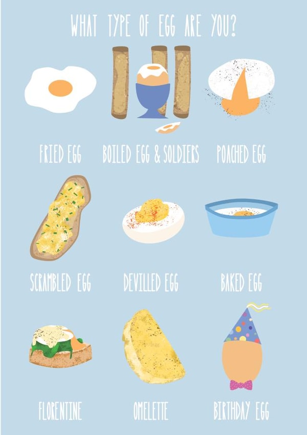 Funny Birthday Card - What Type Of Egg Are You? created by Eleanor Beetle