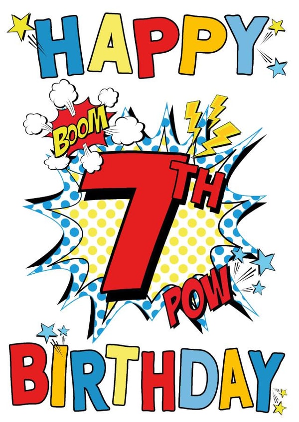 7th 7 Birthday Card 20097 created by Cotton and Bloom