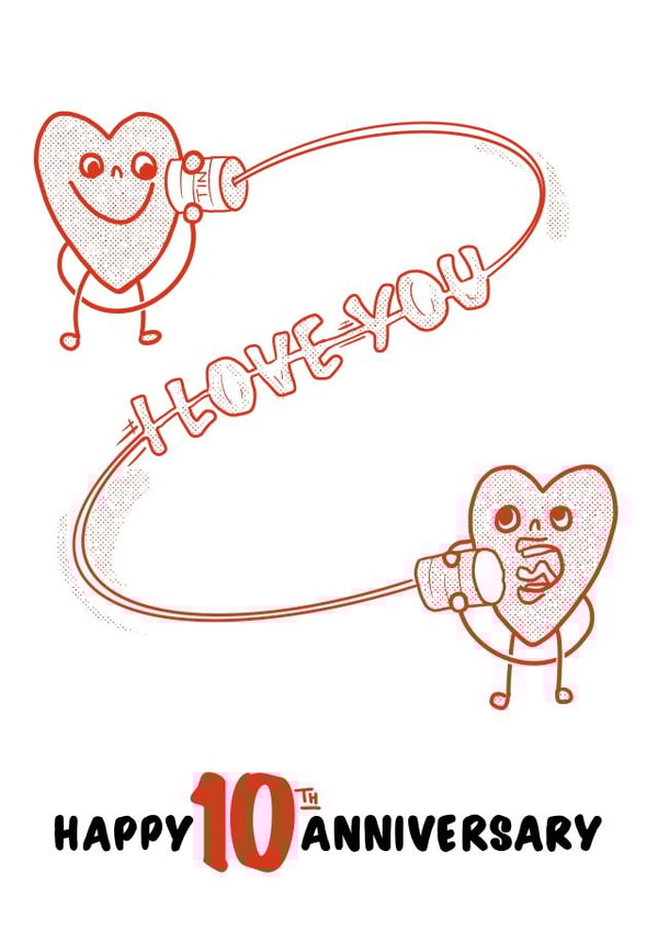 Retro Tin Anniversary Card - 10 Years - I Love You created by Colossal Studio