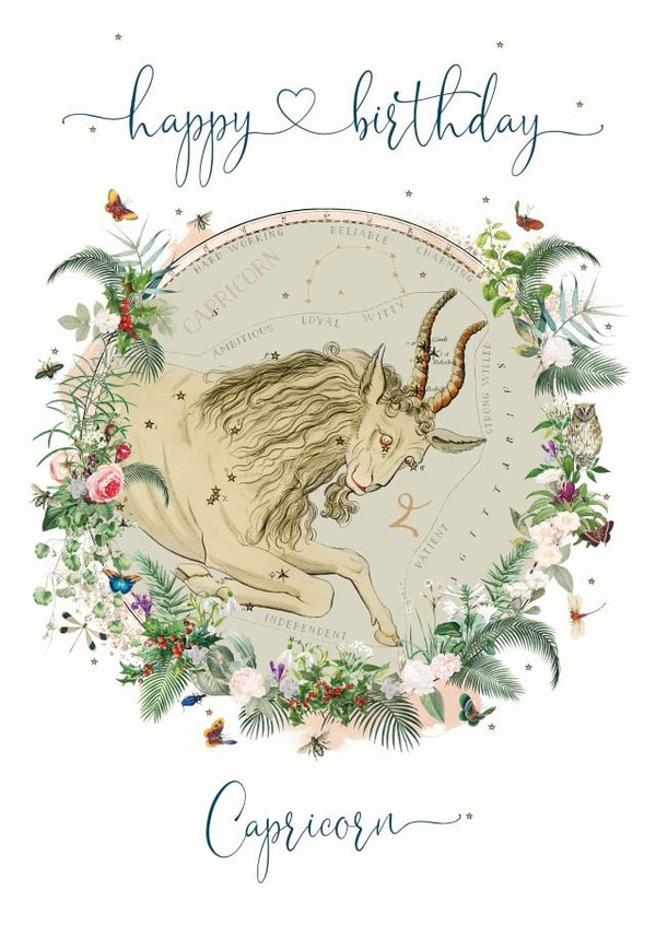 Capricorn zodiac Birthday Card 17098 created by Natalie Ryan