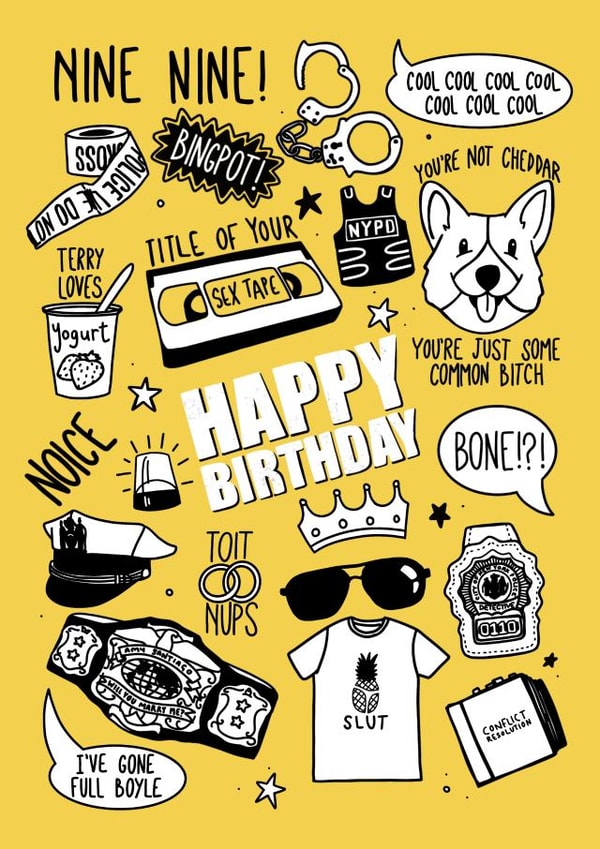 Brooklyn 99 Tv shows Birthday Card 20221 created by Good Goose Designs