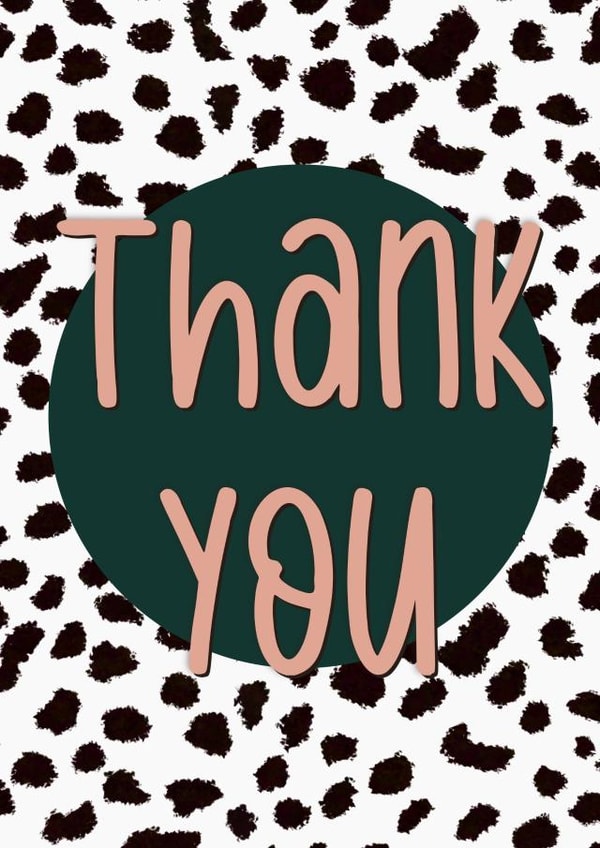 Dalmatian print thank you card created by The Girl Next Draw Cards