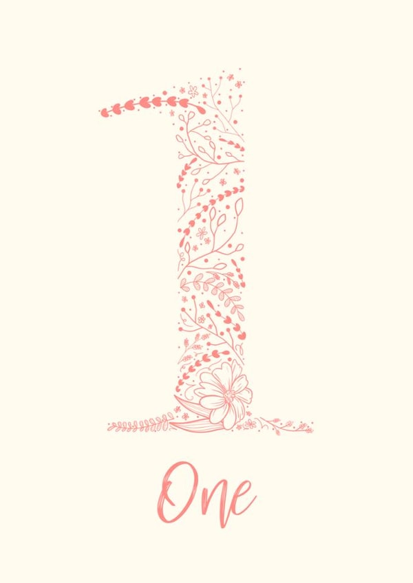 Classic 1st Birthday Card - Flowers - For Her created by Daniella Illustrates 