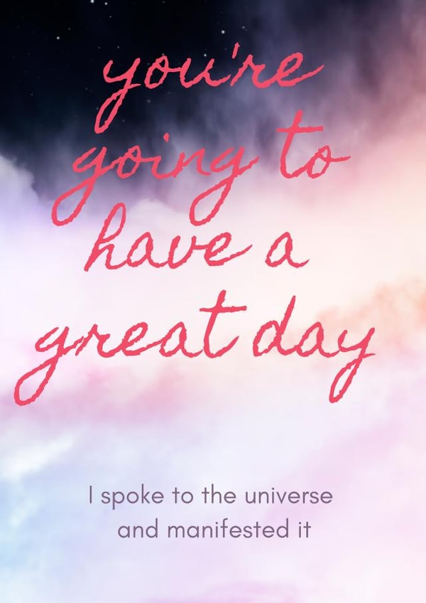 Good luck or birthday card - Manifest a great day created by me old cock linnet