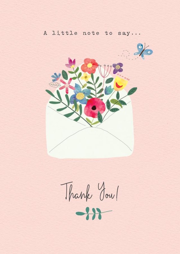 Pretty Floral Envelope New Home Card - A Little Note To Say Thank You created by cory reid