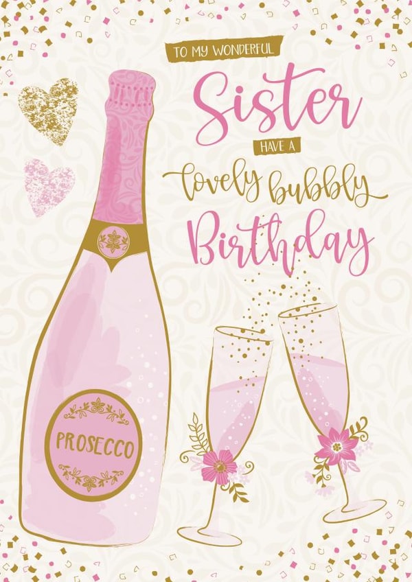 sister prosecco Birthday Card 20185 created by Tanya Laporte Designs