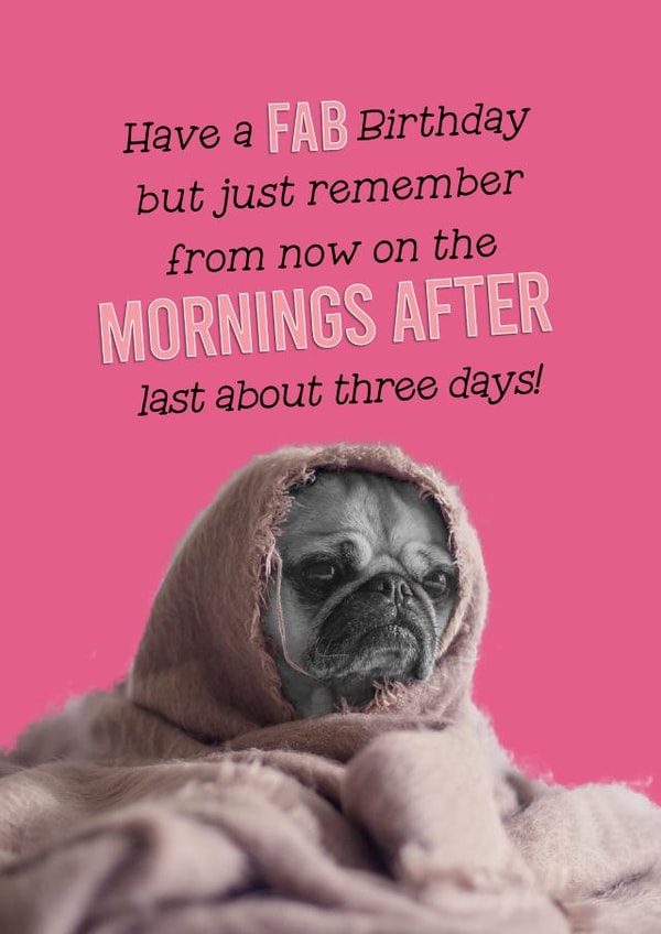 dog pug Birthday Card 12919 created by Pink wink