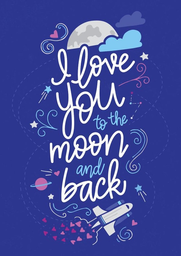 Anniversary or Valentine's Day - I Love You to the Moon and Back created by Reba Renee