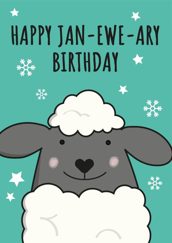 January Ewe Birthday Card 19023 created by The Northern Bird