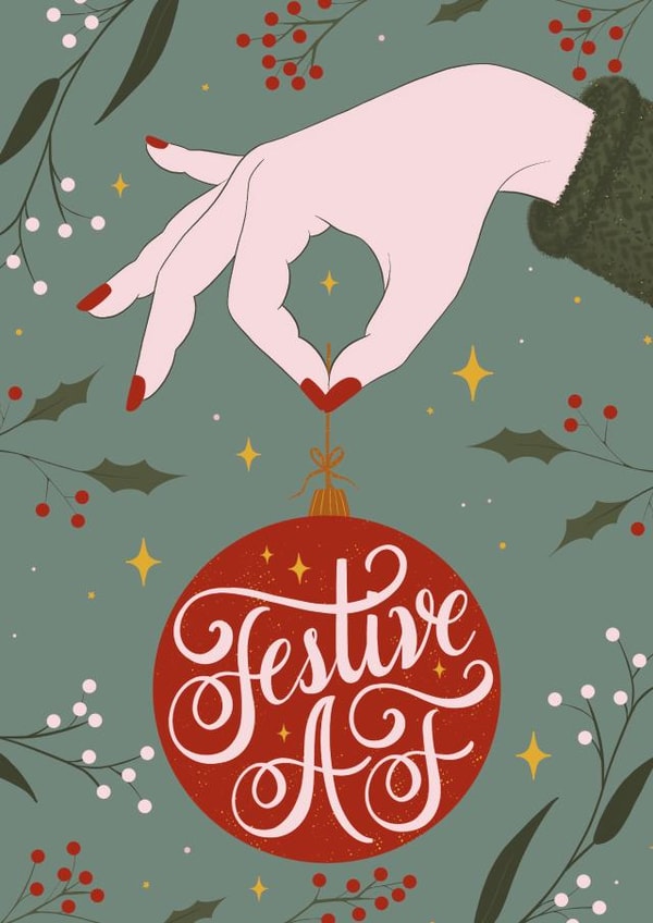 Classic swearing Christmas card - bauble - festive created by Elf Paper Co