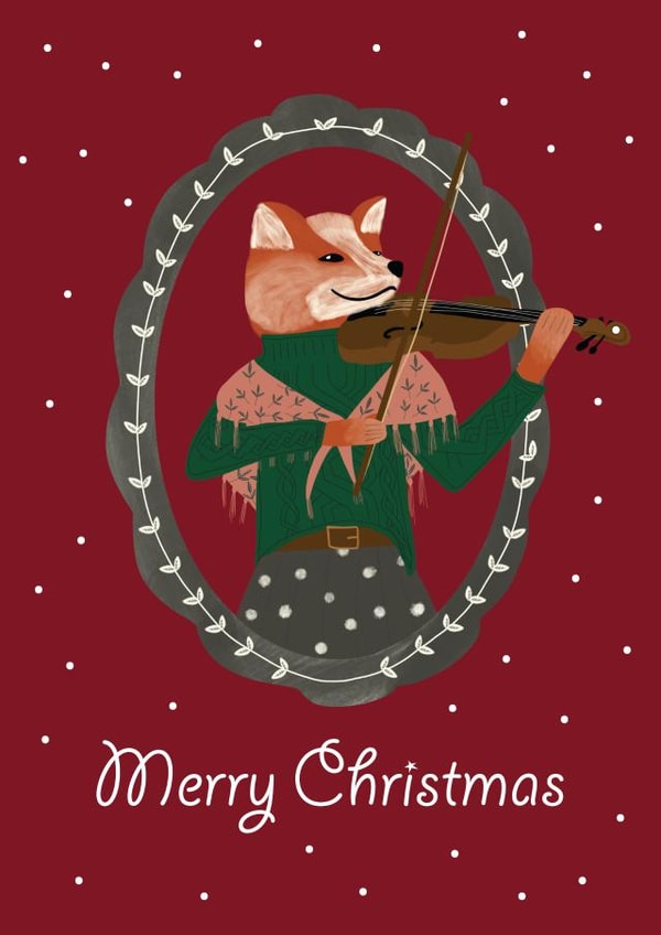 Animals Fox Christmas Card 45875 created by Grietas Illustrations