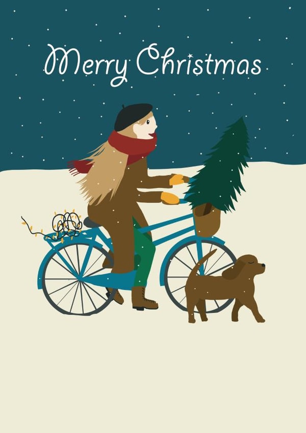 adult bicycle  Christmas Card 45876 created by Grietas Illustrations