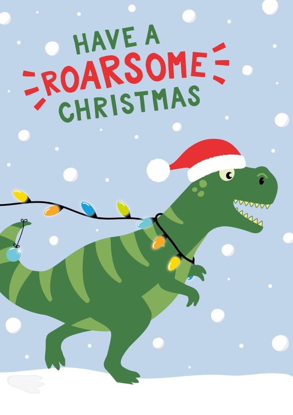 Roarsome Dinosaur Christmas Card created by Macie Dot Doodles