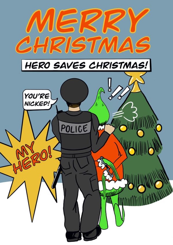 cartoon hero Christmas Card 37681 created by Rad mama designs
