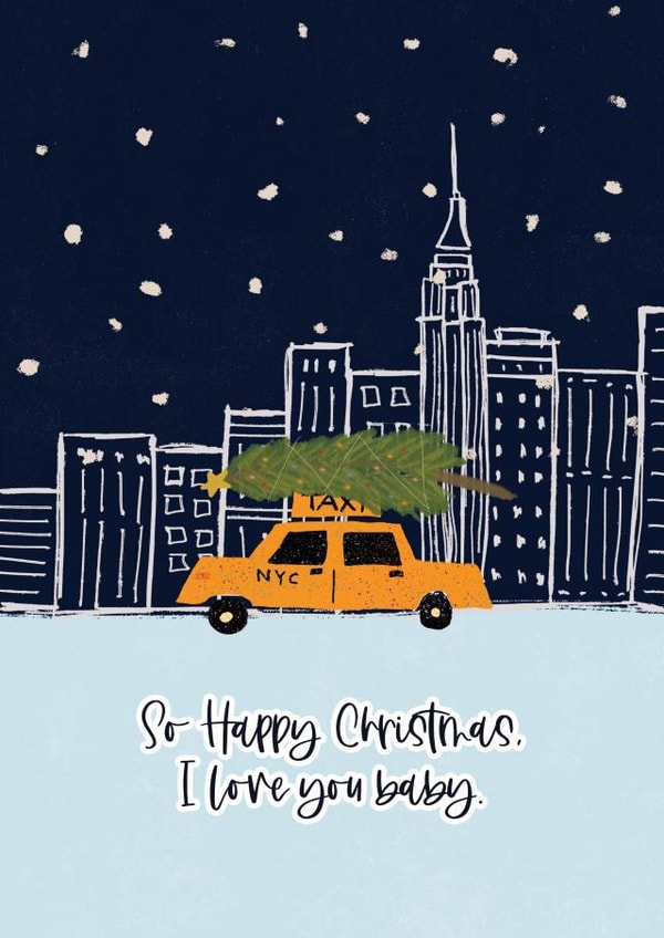 New York Christmas Card - NYC - Fairytale of New York - The Pogues - I Love You Baby - Christmas Card created by Sweetlove Press