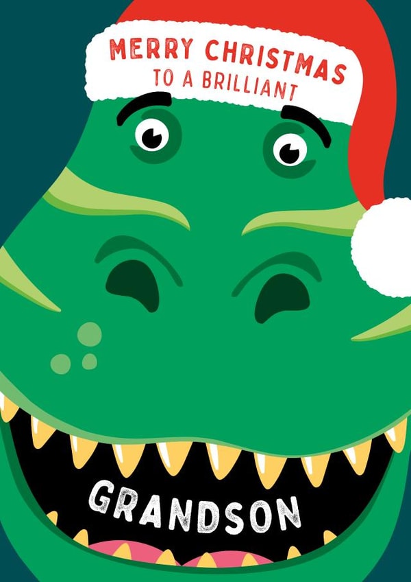 Grandson Dinosaur Christmas Card 4043 created by Macie Dot Doodles