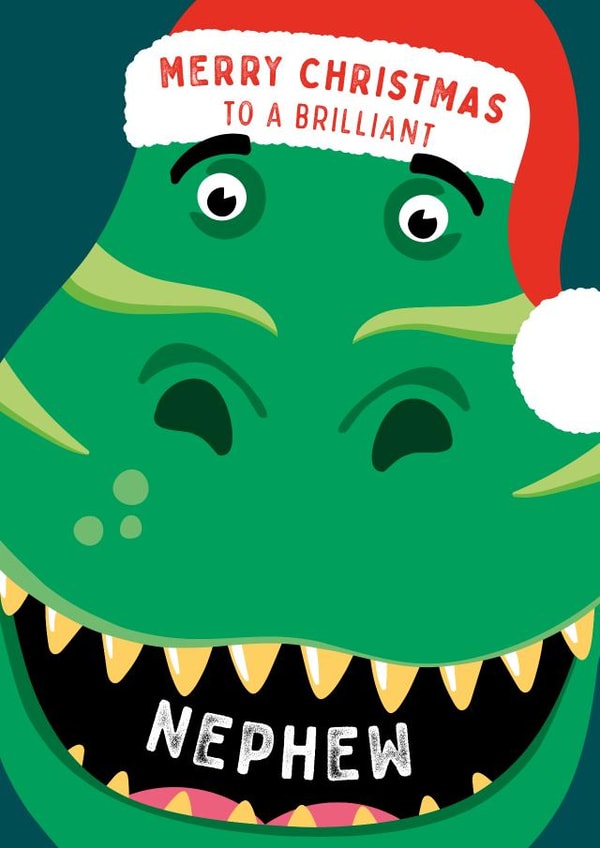 Brilliant - Dinosaur - Nephew - Merry Christmas To A Brilliant Nephew - Kids - Rawr - Christmas Card created by Macie Dot Doodles