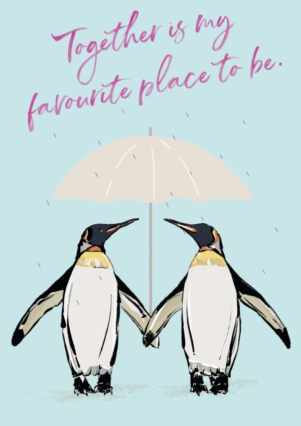 Sentimental and cute Penguin Greeting Card created by Natalie Ryan
