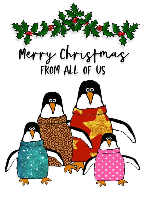 penguins from all of us Christmas Card 7228 created by Giddy Kipper