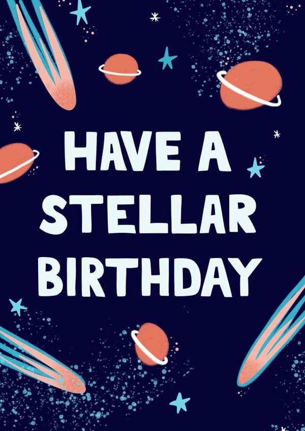 Cute illustrated Stellar Star Birthday Card. created by Lucy Maggie Designs