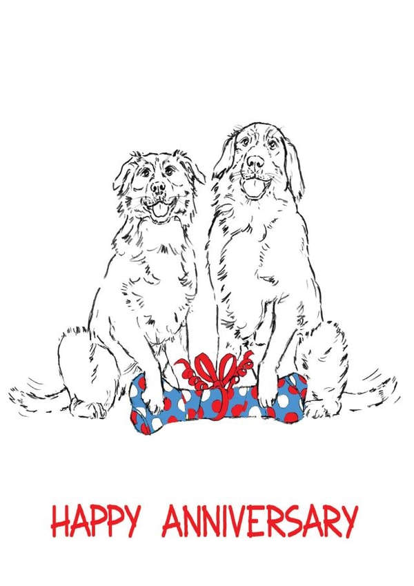 Cute Dog Anniversary Card - From The Dogs - Happy Anniversary created by Richard Marsh Art