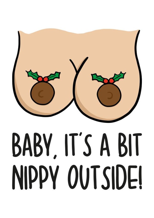 Cheeky Christmas Card | Funny Boobs Pun Card created by TeePee Creations