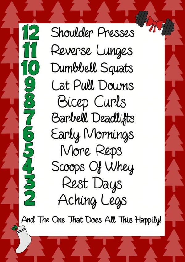 gym weights Christmas Card 18479 created by Doris Dishcloth