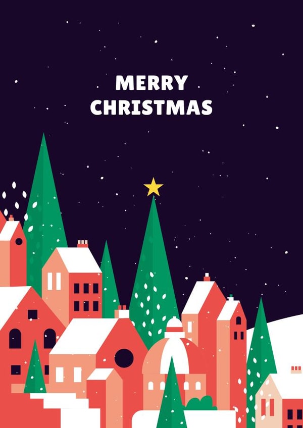 town village Christmas Card 20287 created by Neil Clark