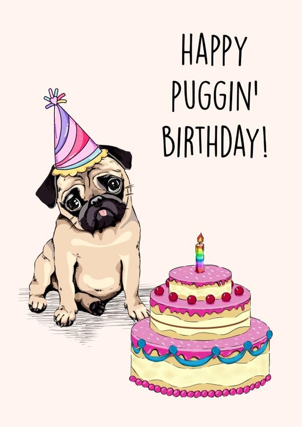 pug cute Birthday Card 20787 created by Poppy & Mabel 