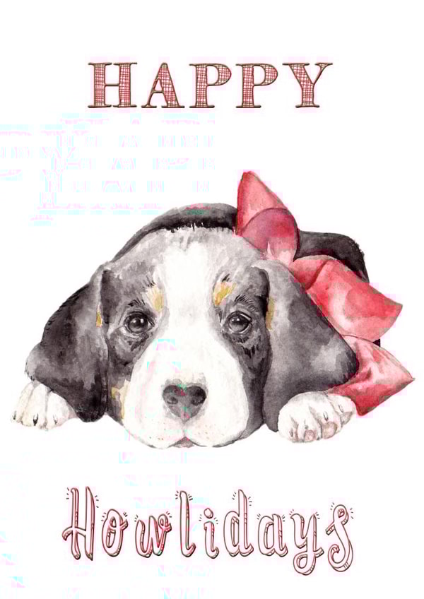 Happy Howlidays Puppy Beagle Christmas Holiday Card created by Wandering Laur